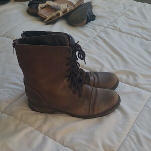 Steve Madden Brown Leather Combat Boot